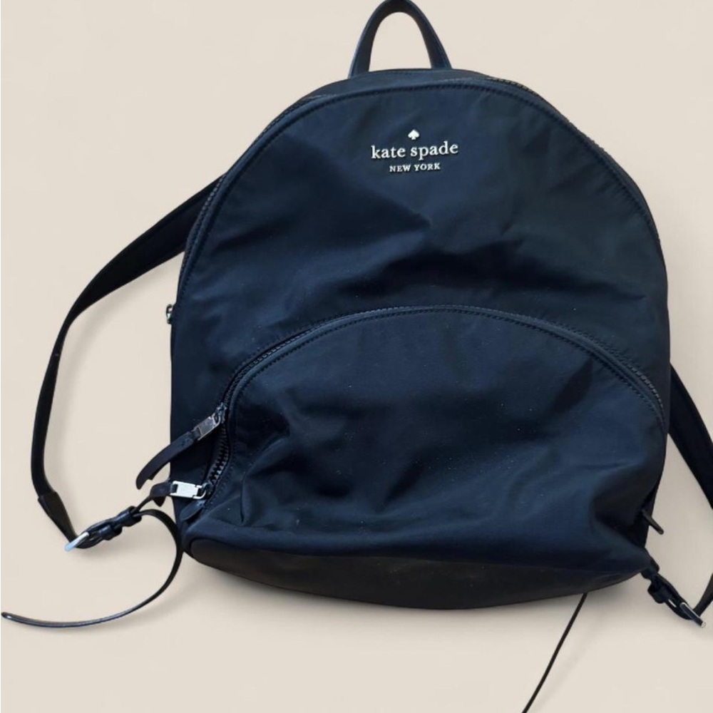kate spade black nylon backpack with front zip pocket